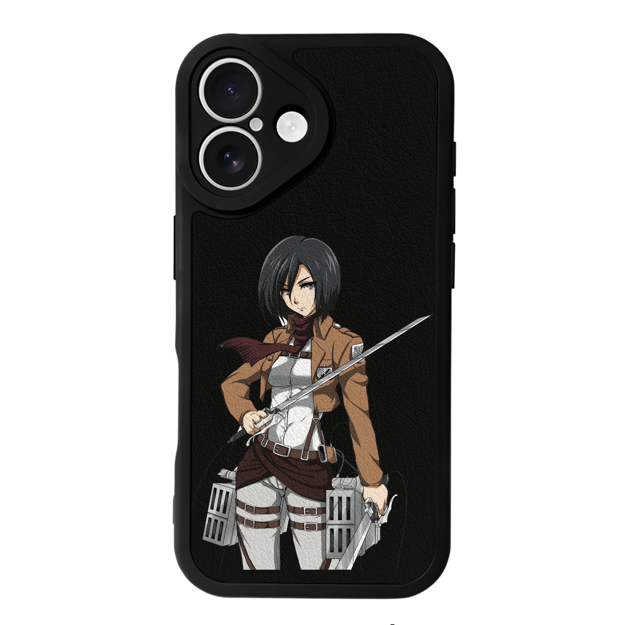 （画像用） 進撃の巨人 ミカサ·アッカーマン Attack on Titan Mikasa Ackerman 【iPhone 16シリーズ対応】シリコンスマホケース（レザー調） 材質：シリコン